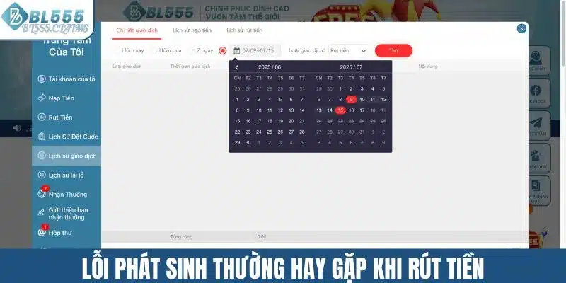 Lỗi phát sinh thường hay gặp khi rút tiền