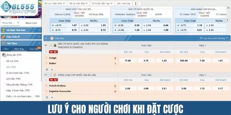 Lưu ý cho người chơi trong quá trình đặt cược