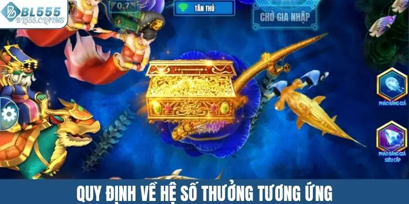 Quy định hệ số thưởng tương ứng với các sinh vật